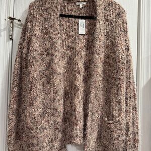 Maurices Women's Fuzzy Cardigan in Cream and Brown